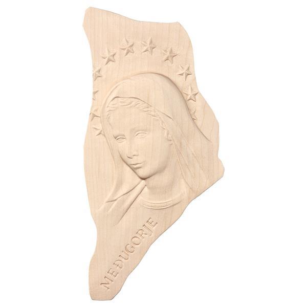 Relief Madonna Medjugorje mit Schein - natur