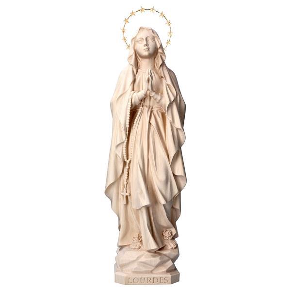 Madonna Lourdes mit Schein 12 Sterne Lindenholz geschnitzt - natur
