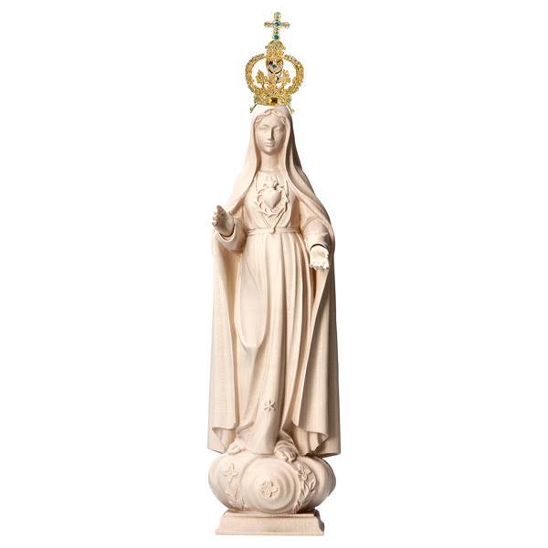 Herz Maria der Pilger mit Krone Metal und Kristalle Lindenholz geschnitzt - natur